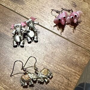 Elephant Earrings (3) Pair